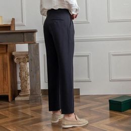 Men's Suits Solid Colour Suit Trousers Formal Business Style Pants Wide Leg Mid-high Waist Deep Pockets