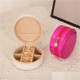 Jewelry Boxes Small Box Round Portable Necklace Ring Earrings Display Organizer Women Travel Storage Case Drop Delivery Packing Dhtwb