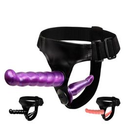 Lesbian Double Penis Strap On Dildo Dual Ended Strapon Ultra Elastic Harness Belt Adult Sex Toys for Woman Couples6051138