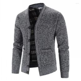 Men's Sweaters Sweater Medium And Old Age V-Neck Plush Thickened Cardigan Autumn Winter Wear Large Size Warm Top Coat