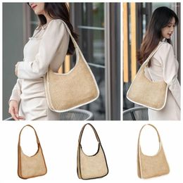Totes Straw Plaited Weave Underarm Bag Gift PU Edging Holiday Travel Shopping Tote Commutting Daily High Quality Shoulder