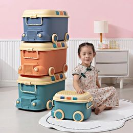 Building Block Storage Box Baby Clothes Sorting Box with Pulleys Cute Cartoon Snacks Container Toy Organiser Boite De Rangement 240528