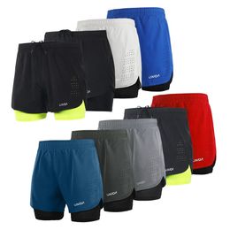 Lixada Mens 2in1 Running Sport Shorts Quick Drying Breathable Gym Training Exercise Jogging Cycling With Longer Liner 240528