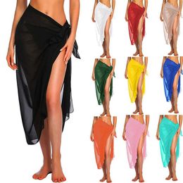 Women's Swimwear Womens Long Short Sarong Swimsuit Coverups Summer Beach Bikini Wrap Sheer Short Skirt Scarf for Swimwear Cover-ups z240528 z240528