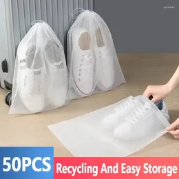 Storage Bags Portable Shoe Dust Covers Non-Woven Dustproof Drawstring Clear Bag Anti-yellow White Cover