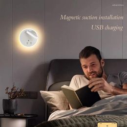 Wall Lamp 6W LED Circular Household Battery USB Charging 330 ° Rotating Head Indoor Wiring Free Magnetic Suction Lighting