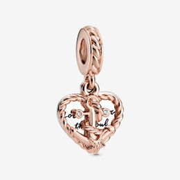 New Arrival 100% 925 Sterling Silver Rope Heart & Love Anchor Dangle Charm Fit Original European Charm Bracelet Fashion Jewellery Accesso 236B