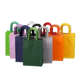 Gift Wrap 6PCS Hand-held Coloured Kraft Paper Bags Packaging Candy Colourful Rectangular With Handles Christmas Shopping Party