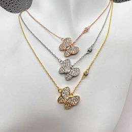 Beliebte Überraschung Van Halskette Geschenke Schmuck für volle Diamant Schmetterling Halskette Damen Gold Nicht verblasst Original Schnalle GMYF