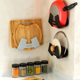 Kitchen Storage Pot Lid Holder Wall-Mounted Hanging Pan Cover Stand Cutting Board Organizer Accessories