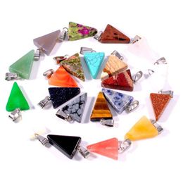 Pendant Necklaces Natural Stone Crystal Quartz Triangle Diy Jewellery For Women Men Decor Fashion Accessories Drop Delivery Pendants Dh89E