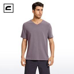 CRZ YOGA Mens V Neck Cotton Short Sleeve Athletic Tshirts Moisture Wicking Quick Dry Workout Tees Undershirts 240528