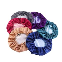 Beanie/Skull Caps Double Layer Satin Solid Colour Night Hat Women Beanie Slee Bonnet Hair Care Fashion Accessories Headwear Drop Delive Dhvua