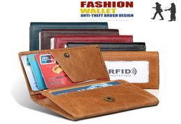 RFID Blocking Trifold Purses Genuine Leather Credit Card Holder Unisex Banknote Pocket Money Pouches Short Cowhide Wallet Gifts4894273