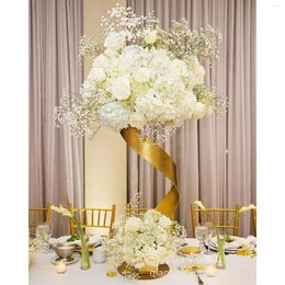 Decorative Flowers 4PCS Gold Flower Road Lead Metal Wedding Table Centrepieces Stand Vase Event Party Home El Decoration