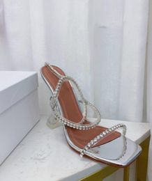 Casual Designer fashion women sandals real leather silver pvc clear Transparent crystal strappy high heels slingback sandalias de 9837111