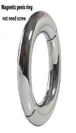 Magnet Open And Close Metal Cock Rings Stainless Steel Ball Stretcher Weights Male Penis Ring Adult Sex Toys For Men Cockring Y1811508758