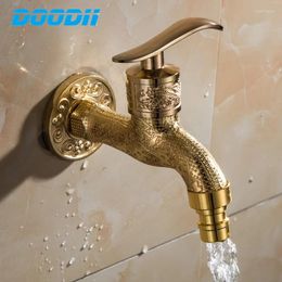 Bathroom Sink Faucets Wall Mounted Mop Washing Machine Faucet Small Tap Zinc Alloy Retro Golden Outdoor Garden Toilet Bibcock