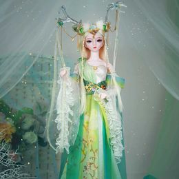 Dolls Dream Fairy 1/3 Doll BJD 62cm green fairy Ball Jointed body deer image with Clothes Shoes Makeup for Girls Y240528