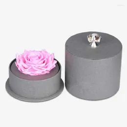 Decorative Flowers Preserved Red Rose Luxury Present Valentines Day Gift Hat Box With Eternal Natural Roses