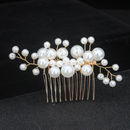 Gold Color Pearl Wedding Hair Combs Hair Accessories for Women Head Ornaments Jewelry Bridal Headpiece Hairstyle Design Tools