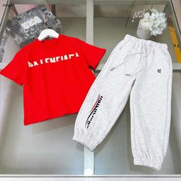 Brand baby tracksuits summer child Sports set kids designer clothes Size 100-160 CM red T-shirt and Logo printing pants 24May