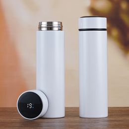 Colours Water bottle Straight Vacuum Flask Coffee Mugs LED Touch Display Temperature 500ml Stainless steel Mug blanks Tumbler Drinking Pillar Shape Lid Cups mug