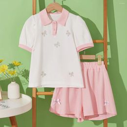 Clothing Sets Summer Short Sleeve Girls Children Suit Outfits Sports Cotton Shirt & Shorts Kids Tracksuit 6 8 10 12 Years