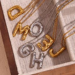 Pendant Necklaces Party Balloon Letter Necklace Waterproof Silver Color 316L Stainless Steel Decoration 18K Gold Plated Jewelry