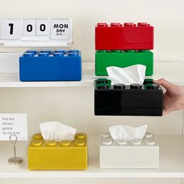 Tissue Boxes Spring Building Block Tissue Box Wall-mounted Paper Holder Bathroom Waterproof Face Towel Storage Box Punch-free F024