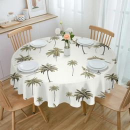 Table Cloth Palm Trees Plant Leaves Tablecloths For Dining Waterproof Round Cover Kitchen Living Room