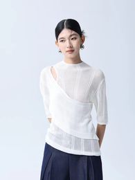 Tian Si вязаная летняя тонкая кондиционевая футболка для моделей с короткими рукавами