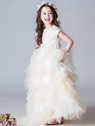 Girl Dresses 2024 Spring Walk Show Dress Flower Boy Princess Little Fluffy Yarn Piano Performance