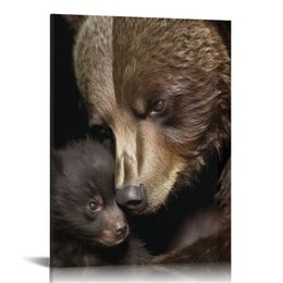 - Canvas Wall Art - Brown Bear - Ursus Arctos - Modern Home Art allungata e incorniciata pronta a appendere -