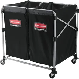 Storage Bags Collapsible X Cart-Commercial Industrial Laundry Cart With Wheels Steel Multistream - 2 (4 Bushel) 36" L 7" W 34" H Black