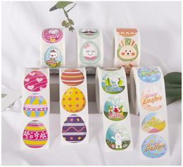 500 stickers Happy Easter Stickers Cute Rabbit Self Adhesive Seal Label Sticker For Party Kids Gift Bag Decor Tags Handmade1576064