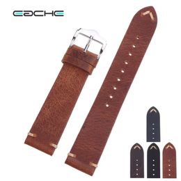 Eache Handmade Wax Oil Skin Watch Straps Vintage Genuine Leather Watchband Calfskin Watch Straps Different Colours 18mm 20mm 22mm T19070 254F