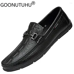 Casual Shoes 2024 Fashion Men's Genuine Leather Loafers Male Brown And Black Slip On Shoe Man Driving For Men