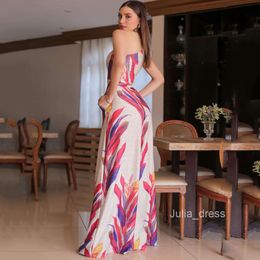 2024 New Womens Fashion One Shoulder Printed Sleeveless Dress Sexy Slim Fit Long Dress Womens Spring