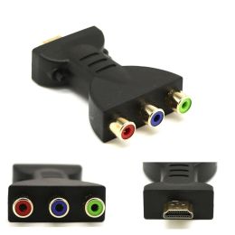 Gold-plated HDMI-compatible Male to 3 RGB RCA Video Audio Adapter AV Component Converter for 1080P HATV DVD Projector