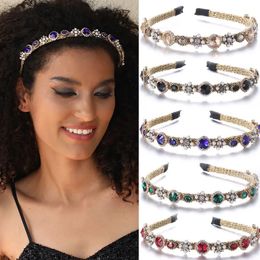 Trend Metal Crystal Imitation Pearl Geometry Hair Hoop Wedding Banquet Luxury Headband Womens Elegant Hair Accessories Gift 240528