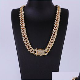 Chains Mens 18K Gold Tone 316L Stainless Steel Chains Cuban Necklace Curb Link Chain With Diamonds Clasp Lock 8Mm 10Mm 12Mm 14Mm 16M Dh 349N