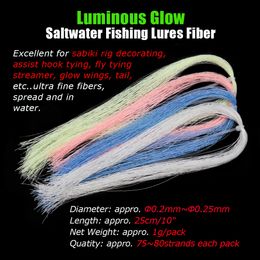 Bimoo 2 Packs UV Luminous Glow Saltwater Fishing Lures Materials Fibres for Assist Hook Sabiki Rigs Fly Tying Streamer Materials