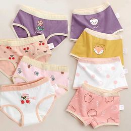 Panties Girls Panties Kids Cotton Underwear Childrens Briefs Cherry Cartoon Short 4Pcs/lot Y240528