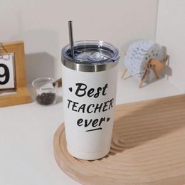 Water Bottles 1pc Tumbler 20oz Stainless Steel Car Mug With Handle Straw Double Wall Thermal Iced Travel Cup Vacuum Insulated Coffee