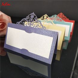 10-100pcs wedding card gift card Laser Cut table place name card Wedding Decorations birthday partyWedding Invitations Paper 5Z