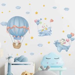 Wall Decor Cartoon elephant dream hot air balloon clouds childrens bedroom porch home decoration wall stickers self-adhesive anime poster d240528LPGJ