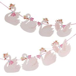 Banners Streamers Confetti 1pc Creative Swan Banner Birthday Party Decorations For Girl Wedding Party Baby Shower Decoration Cartoon Swan Banner d240528