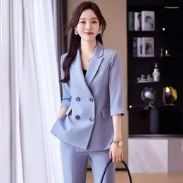 Two Piece Dress Purple Thin Business Suit Women's Summer Fashion Korean Style Lightly Mature Temperament Jacket Overalls