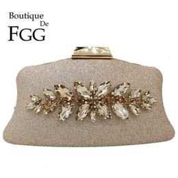 Boutique De Fgg Glitter Women Clutch Crystal Evening Bags Bridal Formal Dinner Purses and Handbags Wedding Party Diamond Bag 334E